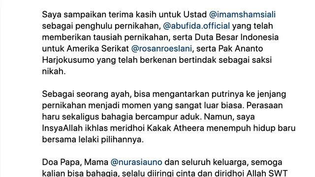 Unggahan Sandiaga Uno. (Foto: Dok. Instagram @sandiuno)