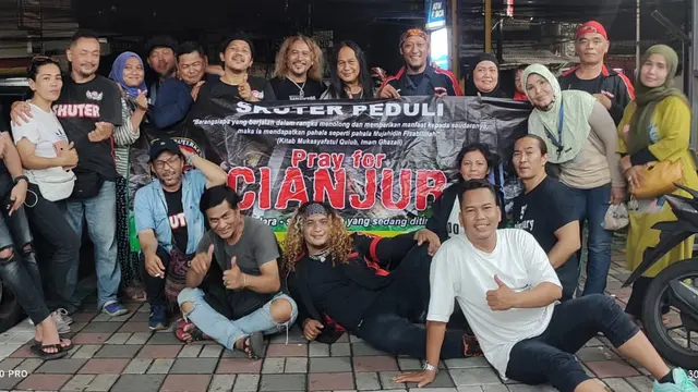 Murni bersama artis-artis Preman Pensiun memberikan bantuan untuk korban gempa Cianjur