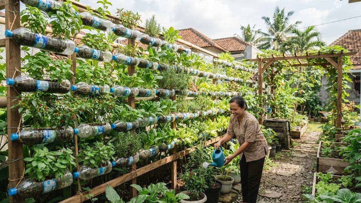 7 Cara Menyusun Botol Bekas Menjadi Dinding Tanaman Cantik dan Kebun Produktif