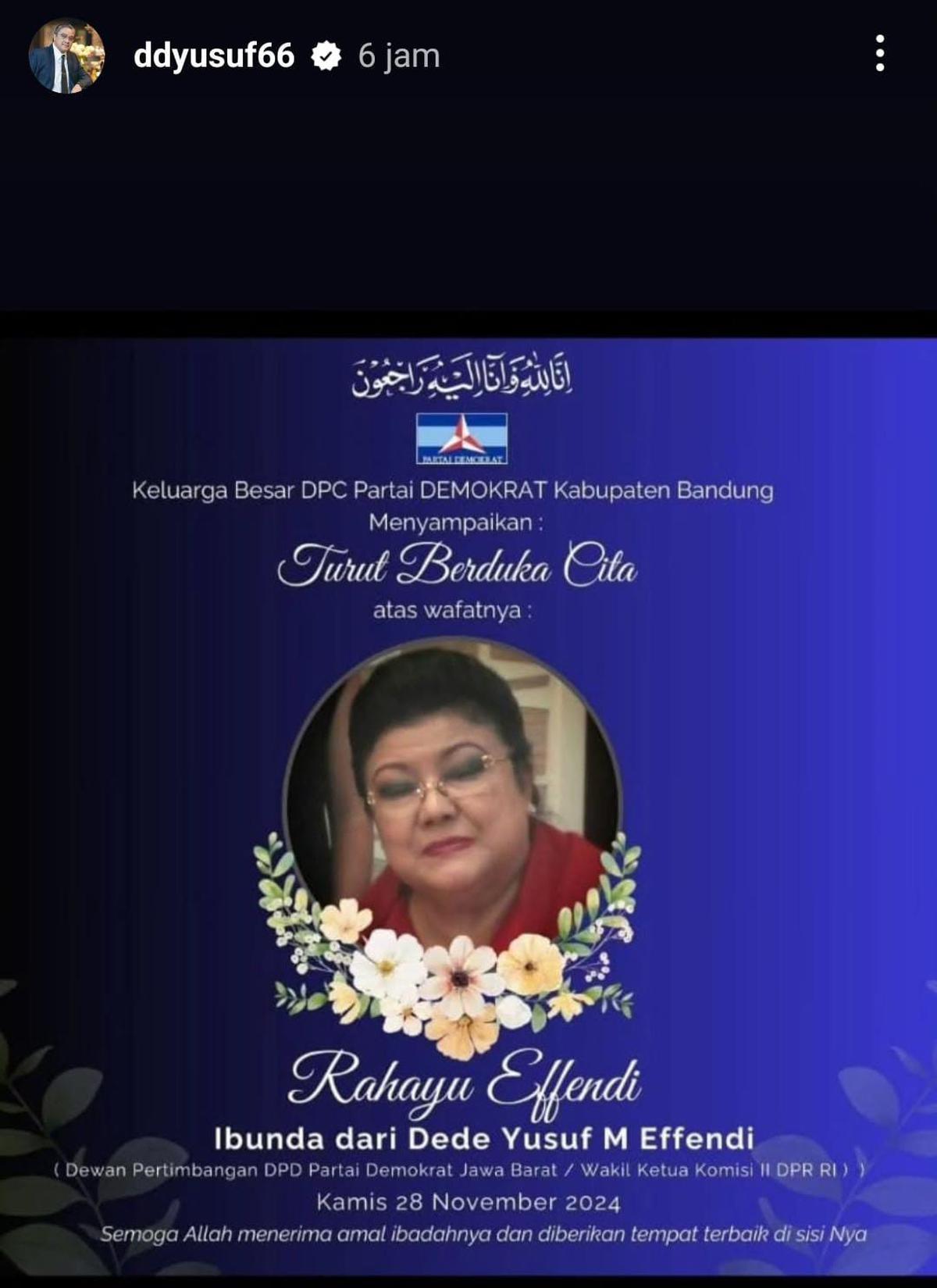 Penyebab Rahayu Effendi Meninggal yang Dibeberkan Dede Yusuf