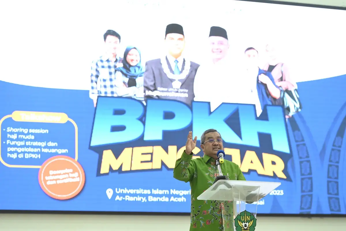 Badan Pengelola Keuangan Haji (BPKH) melakukan sosialisasi melalui kegiatan "BPKH Mengajar" di Universitas Islam Negeri Ar-Raniry, Banda Aceh (Tim Humas BPKH)