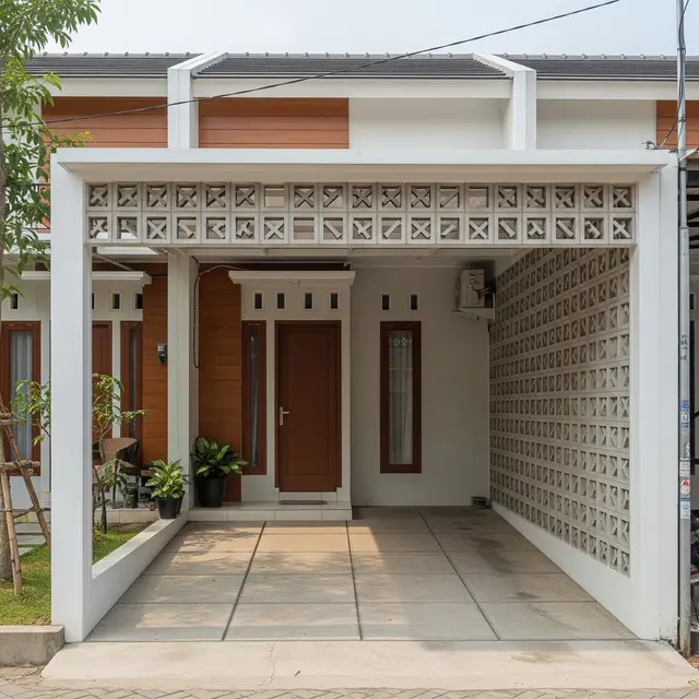 6 Model Carport dengan Dinding Roster, Bikin Sirkulasi Udara Lebih Baik