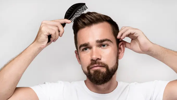 Ilustrasi Pria Menata Rambut