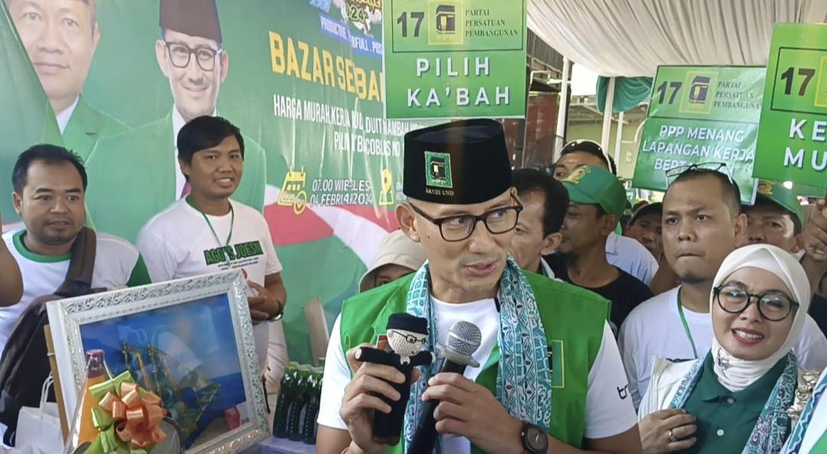 Sandiaga Uno berkampanye di Pekalongan, Jawa Tengah, Minggu (4/2/2024)