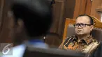 Terdakwa kasus suap anggota DPR di Kejaksaan Tinggi Sumatera Utara dan Kejaksaan Agung, Patrice Rio Capella mengikuti sidang lanjutan di Pengadilan Tipikor, Jakarta, Senin (23/11). (Liputan6.com/Helmi Afandi)