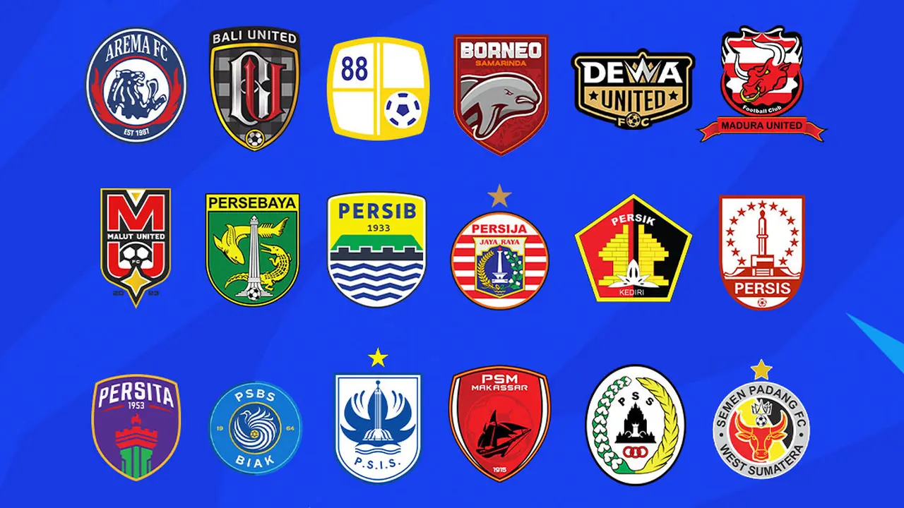 BRI Liga 1 -  Ilustrasi logo klub BRI Liga 1 musim 2024/2025