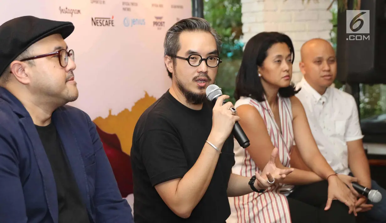 Founder brigthspot Leo Theosabrata (kedua kiri) saat jumpa pers persiapan perhelatan Brightspot bertema Modern Culture Festival di SCBD Jakarta, Kamis (26/10). Festival diadakan di PIK Avenue Ballroom pada 2-5 November 2017. (Liputan6.com/Angga Yuniar)