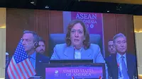 Wakil Presiden Amerika Serikat Kamala Harris menekankan bahwa krisis Myanmar adalah isu kemanusiaan yang harus diselesaikan (Liputan6.com/Teddy Tri Setio Berty).