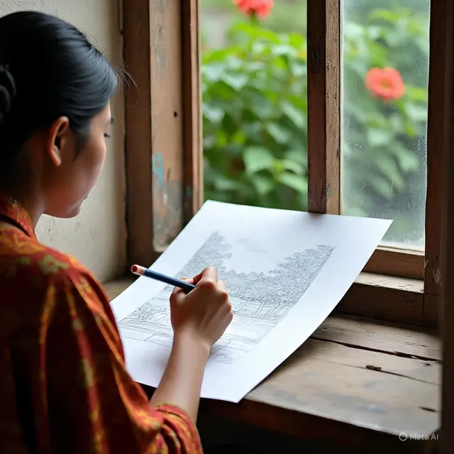 Gambar Pemandangan Simple dan Mudah