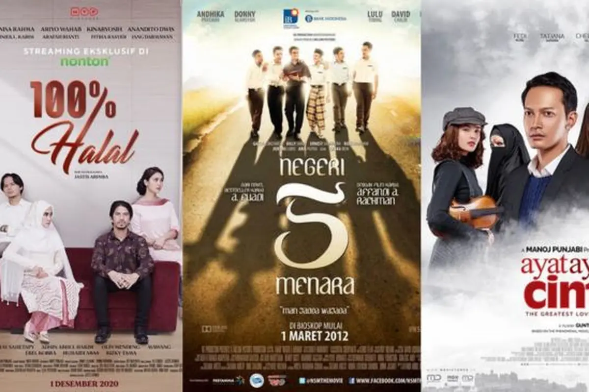 Poster 100% Halal, Negeri 5 Menara, Ayat-Ayat Cinta 2 (Credit:: imdb).