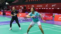 Ganda putri Indonesia Febriana Dwipuji Kusuma/Amallia Cahaya Pratiwi berlatih di&nbsp;arena Hong Kong Coliseum, Senin (9/9), menjelang Hong Kong Open 2024. (foto: PP PBSI)