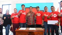 Gubernur Jawa Barat Ridwan Kamil menghadiri launching aplikasi KBB Go di The Hive Bumi Pancasona, Kota Baru Parahyangan.