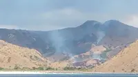 Padang Savana di di Laju Pamali sekitar Loh Wenci, bagian barat Pulau Komodo yang terbakar. (Foto istimewa)