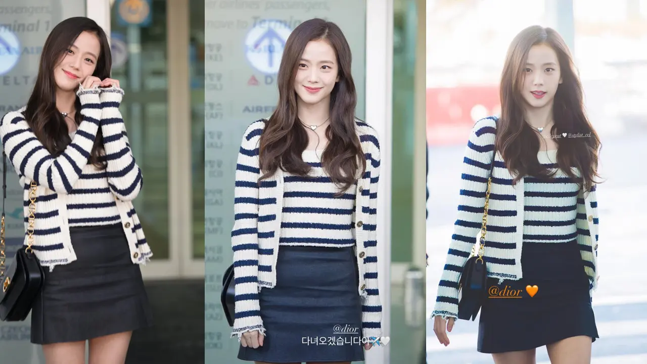 Outfit Kasual Jisoo BLACKPINK di Bandara Incheon Tembus Angka Rp127jutaan