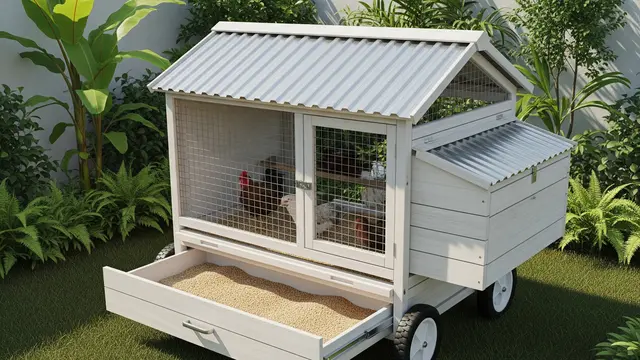 Kandang Ayam Portable dengan Laci Geser