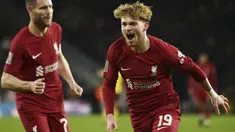 Harvey Elliott berhasil mengantarkan Liverpool melaju ke putaran keempat Piala FA 2022/2023 setelah mengalahkan Wolves pada laga yang berlangsung di Stadion Molineux, Rabu (18/1/2023) dini hari WIB. Ia menjadi satu-satunya pencetak gol di pertandingan tersebut. (AP Photo/Rui Vieira)