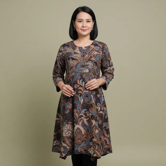 Batik Tunik Panjang untuk Menyamarkan Perut