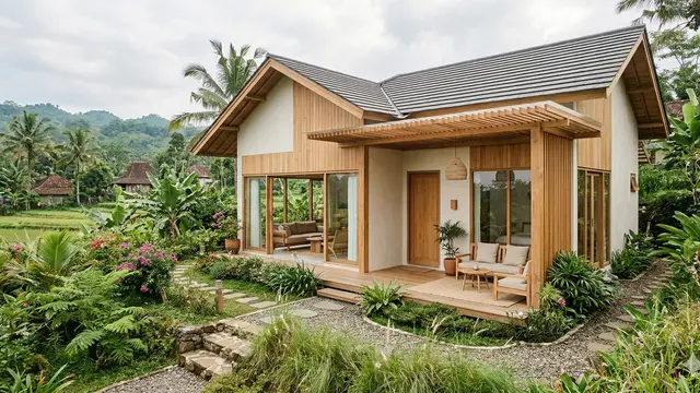 Rumah Japandi Tropis di Pedesaan Indonesia (Foto: Gemini AI)