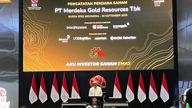 PT Merdeka Gold Resources Tbk (EMAS) resmi melantai di bursa hari ini