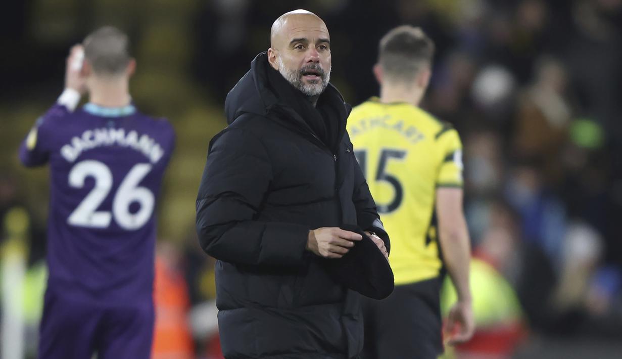 Pep Guardiola. Pelatih berusia 50 tahun ini mengumpulkan 151 kemenangan dari 205 laga hanya bersama Manchester City sejak awal musim 2016/2017. Ia juga menjadi pelatih tercepat di Liga Inggris yang mampu mencatat 150 kemenangan dari hanya 204 laga, mematahkan rekor Alex Ferguson. (AP/Ian Walton)