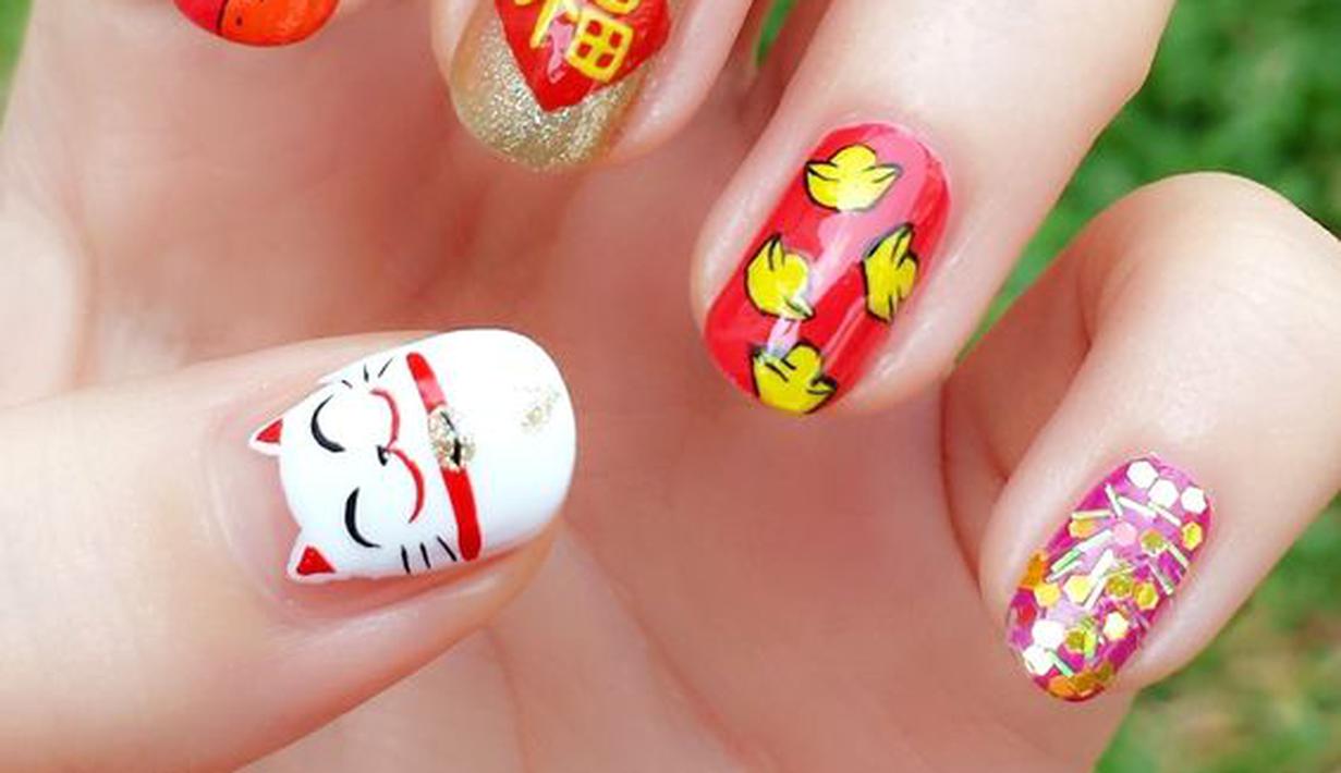 2. Imlek Themed Nail Art Ideas with Pig Design - wide 6
