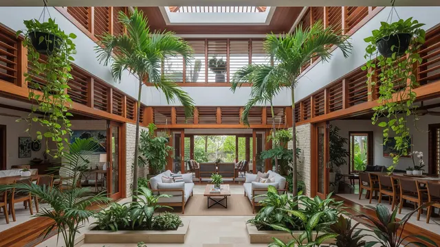 Desain Rumah Adem dengan Ventilasi Silang dan Tanaman Indoor (Gemini AI)