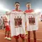 Dua pemain Timnas Indonesia, Justin Hubner (kiri) dan Ivar Jenner memegang jersey pemberian fans bergambar foto keduanya bersama rekannya, mendiang Noah Gesser setelah berakhirnya laga Grup F putaran kedua Kualifikasi Piala Dunia 2026 zona Asia menghadapi Irak di Stadion Utama Gelora Bung Karno (SUGBK), Senayan, Jakarta, Kamis (6/6/2024). (Bola.com/M Iqbal Ichsan)