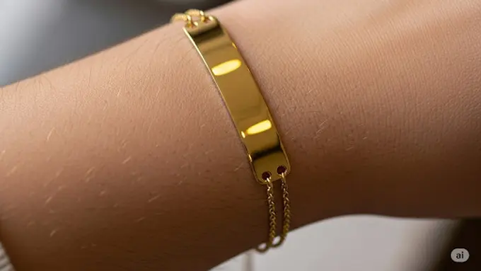 Gelang Emas Kombinasi Rantai dan Plat