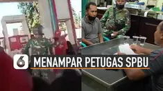 Video seorang oknum TNI menampar petugas SPBU viral di media sosial.