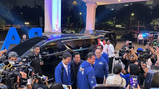 Menteri BUMN Erick Thohir menghadiri acara HUT ke-25 PAN, Senin (28/8/2023).