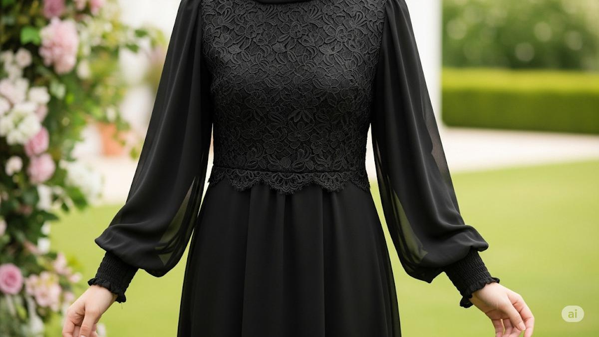 7 Inspirasi Gamis Hitam Lengan Balon Terbaru 2025, Model Elegan &amp; Fashionable