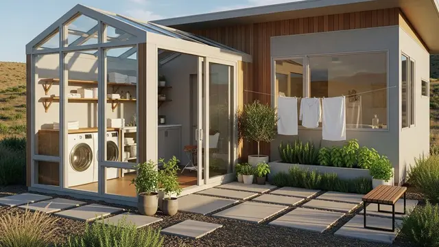 Model Rumah Mungil Tapi Muat Ruang Cuci Jemur Semi-Terbuka