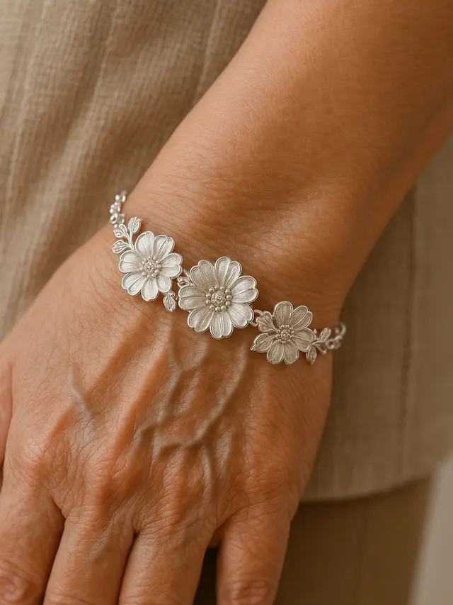 Gelang Emas Putih Elegan untuk Wanita Usia 50 Tahun Ke Atas