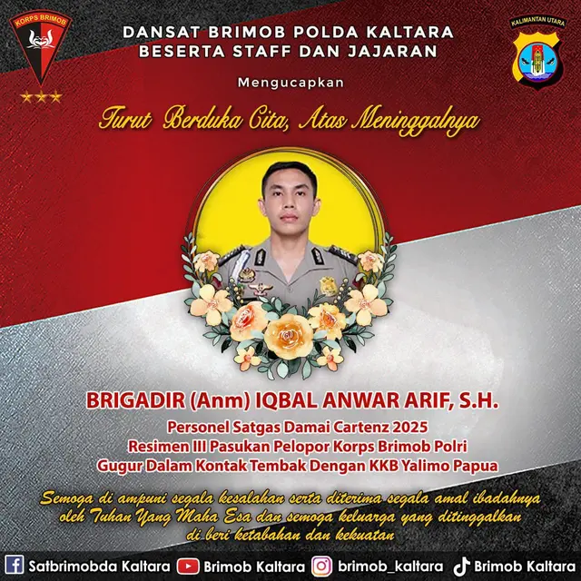 Briptu Iqbal Anwar, Anggota Satgas Damai Cartenz yang Ditembak KKB