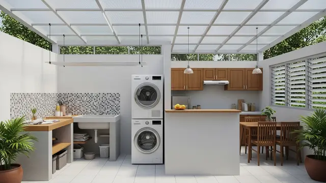 Desain Area Jemur Modern dengan Sirkulasi Udara Maksimal agar Cucian Tidak Lembap/Gemini AI