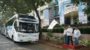 Direktur Kepatuhan dan SDM Askrindo (Persero) Firman Berahima, Direktur Operasional Ritel, Anton F Siregar dan Direktur Operasional Komersil Dwi Agus Sumarsono membuka Mudik Bareng BUMN 2019 di Jakarta, Kamis, (30/5/2019). (Liputan6.com/HO/Iqbal)