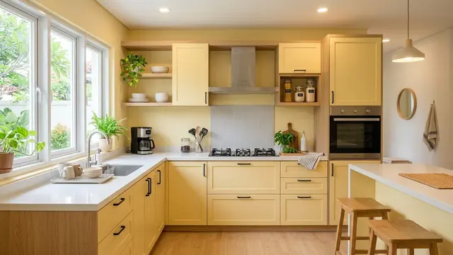 Dapur dengan Cat Kuning Pastel