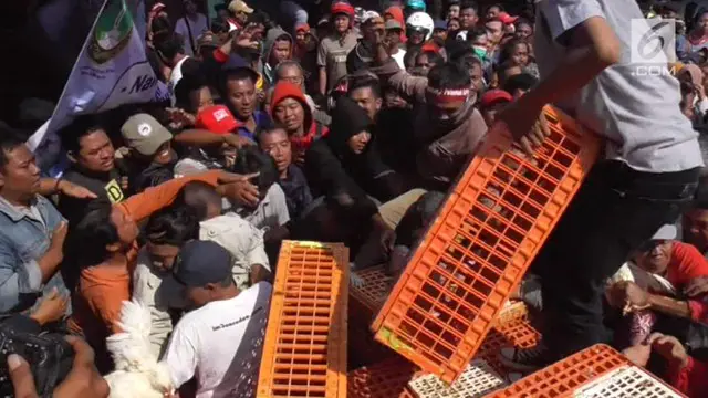 VIDEO: Pembagian Ayam Gratis di Solo Berlangsung Ricuh