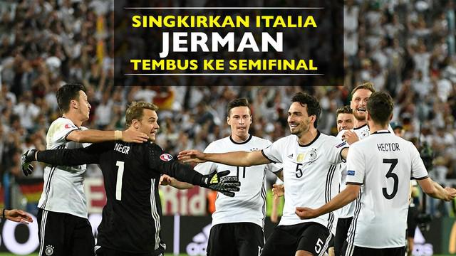 Video highlights perempat final di Piala Eropa 2016 Jerman melawan Italia dengan adu penalti skor 6-5, di Nouveau Stade de Bordeaux, Bordeaux, Sabtu (2/7/2016) atau Minggu dini hari WIB.