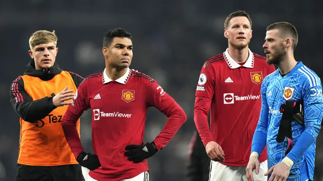 Ekspresi kekecewaan pemain MU saat ditahan imbang Tottenham di Liga Inggris