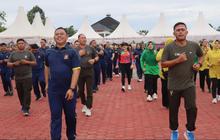 Perkuat Soliditas Jelang Puncak Hari Bhayangkara Ke-78, Polres Rohul Gelar Olahraga Bersama TNI
