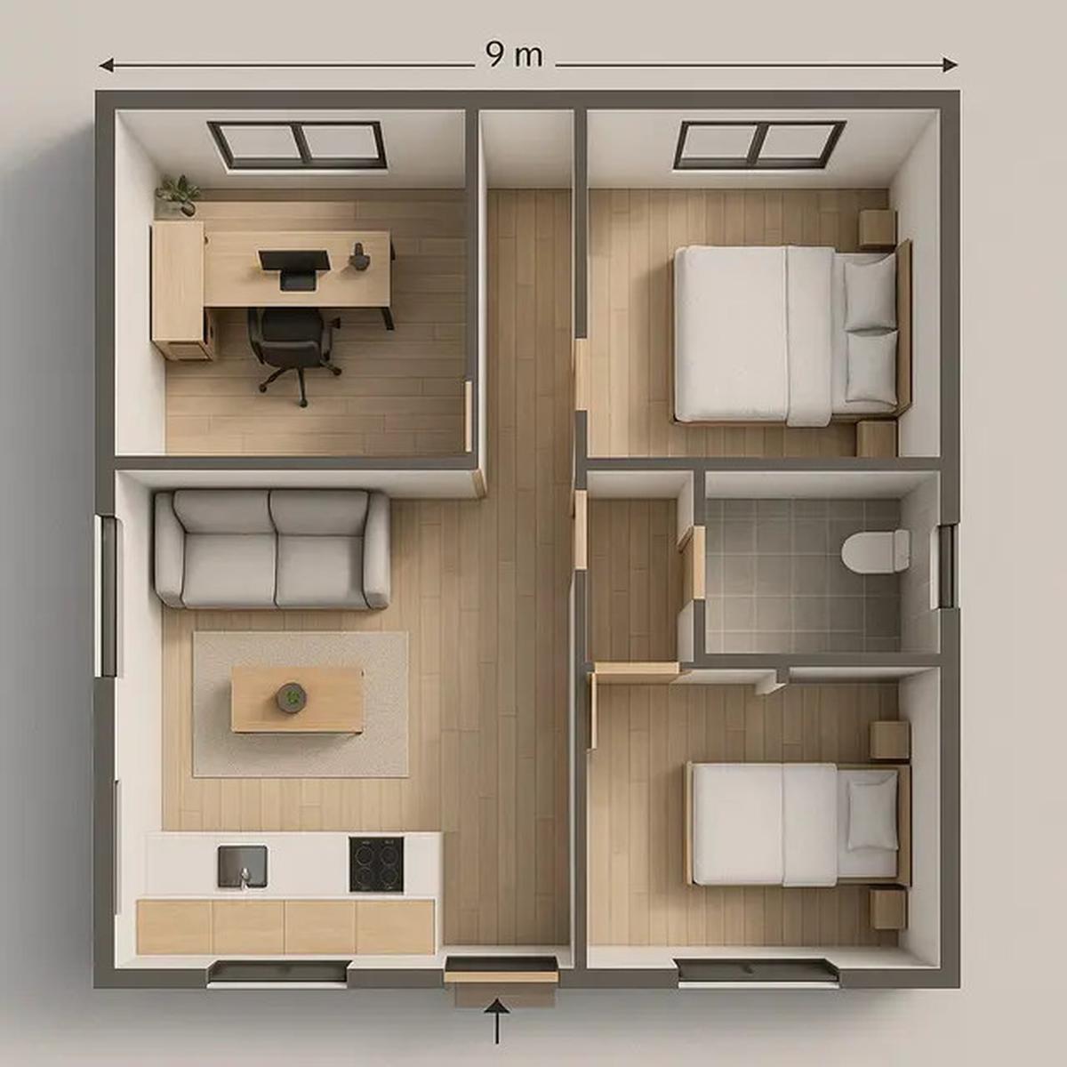 5 Model Rumah Sederhana 9x6 Meter dengan Denah Tata Ruang Minimalis yang Tren di 2025
