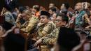 Ekspresi peserta saat mengikuti sidang putusan sengketa Pilpres 2019 di Gedung Mahkamah Konstitusi (MK), Jakarta, Kamis (27/6/2019). MK akan membacakan putusan sengketa Pilpres 2019 yang dimohonkan kubu Prabowo-Sandiaga. (Liputan6.com/Faizal Fanani)