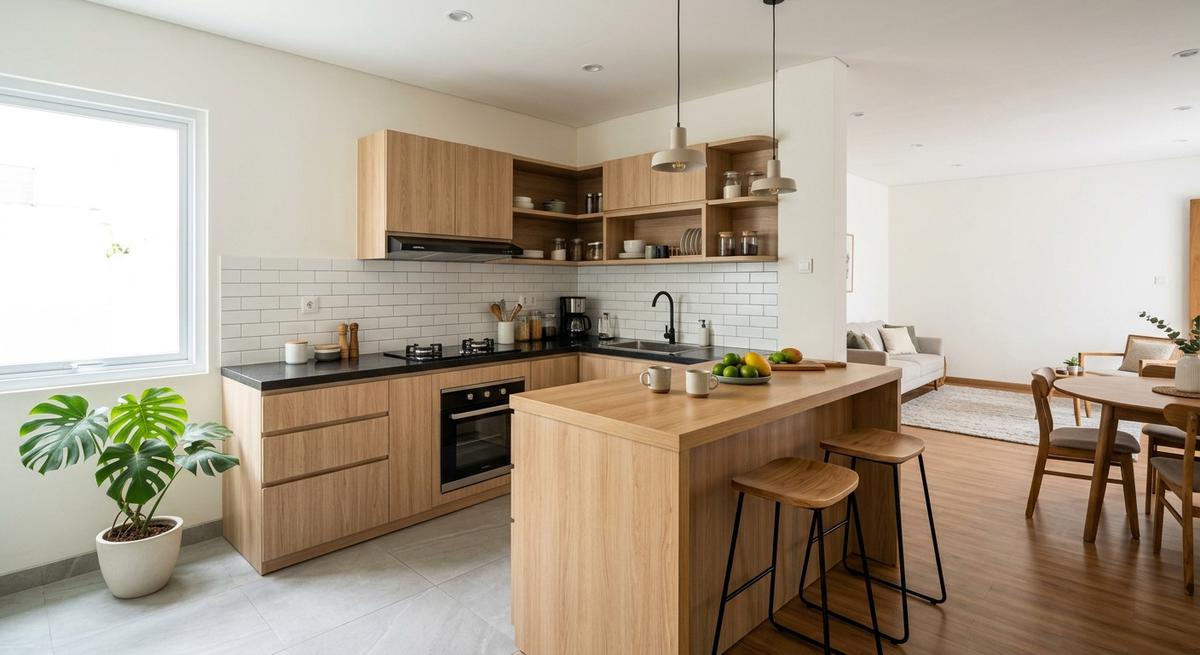 Desain Dapur Minimalis Tanpa Sekat (AI Generated)
