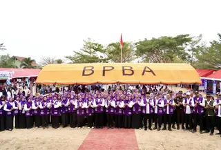 Tri Tito Karnavian saat menghadiri Peringatan Hari Posyandu Nasional 2026 di Gampong Geudeumbak, Kecamatan Langkahan, Kabupaten Aceh Utara, Aceh, Rabu (29/4/2026).