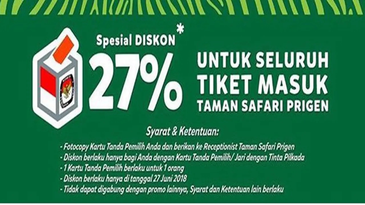 Diskon tempat wisata Pilkada serentak