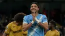 Sebelum turun minum, Omar Marmoush berhasil menggandakan keunggulan untuk Manchester City. (AP Photo/Ian Hodgson)