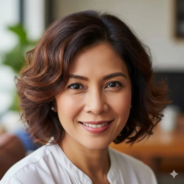 Model Rambut Keriting Pendek untuk Wanita 40 Tahun