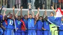 Prancis berhasil menjuarai Piala Eropa 2016 U-19 setelah mengalahkan Italia 4-0, pada laga final di Wirsol Rhein-Neckar-Arena, Sinsheim, Jerman, Minggu (24/7). (AFP PHOTO/Daniel Roland) 