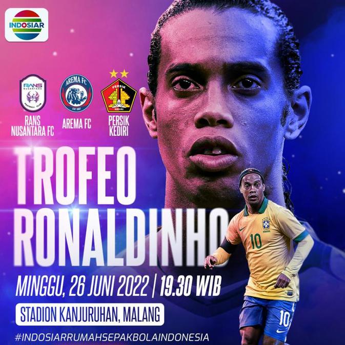 <p>Tiga klub Liga 1 yaitu Persik Kediri, RANS Nusantara FC dan Arema FC bakal tampil di trofeo Ronaldinho</p>